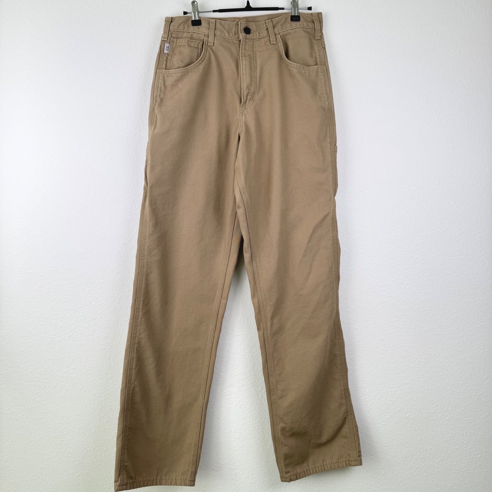 Carhartt FR Work Pants Mens 30x34 Tan Excellent Flame Resistant Loose Fit GKN